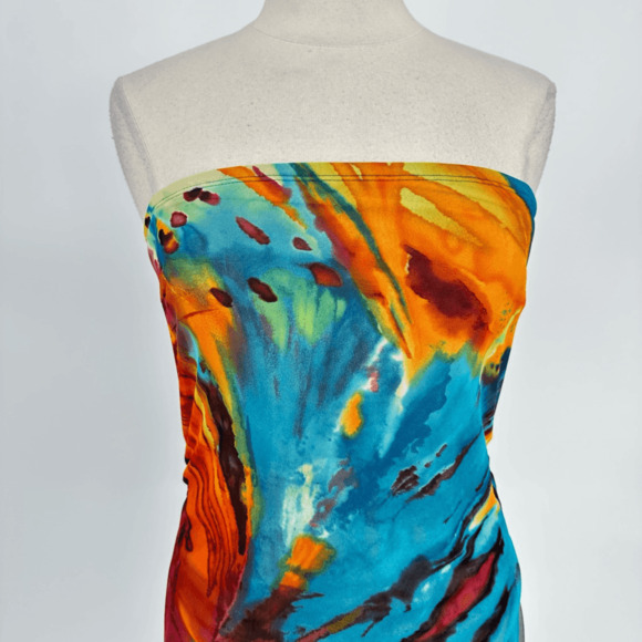 Vintage 90s Y2K NOM Bandage Dress Size M Mesh Colorful Artsy Rave Festival - Picture 7 of 9